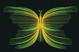 Glowing Neon Line Art Gradient Vector Design In The Shape Of A Butterfly