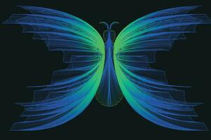 Glowing Neon Line Art Gradient Vector Design In The Shape Of A Butterfly