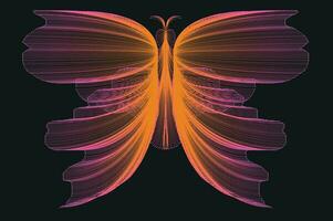 Glowing Neon Line Art Gradient Vector Design In The Shape Of A Butterfly