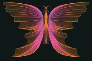 Glowing Neon Line Art Gradient Vector Design In The Shape Of A Butterfly