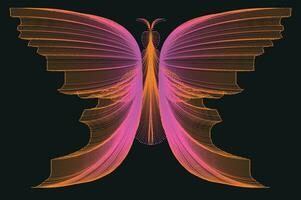 Glowing Neon Line Art Gradient Vector Design In The Shape Of A Butterfly