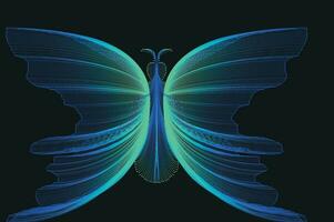 Glowing Neon Line Art Gradient Vector Design In The Shape Of A Butterfly