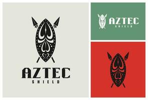 étnico proteger y lanza tribal logo vector diseño inspiración