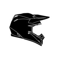 Motocross Helmet Silhouette Vector, Motocross Rally Helmet Side View vector