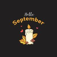 Hello September, Fall vibes autumn Illustration vector