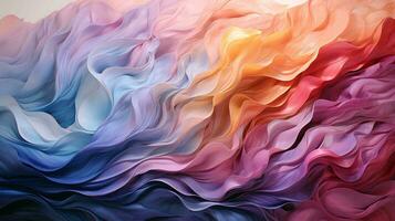 Abstract multi-colored color waves from paints and lines light airy fabrics background. AI generated photo