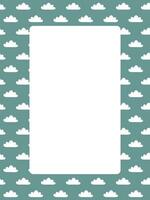 nubes marco o frontera con capa pluvial espacio. bebé nacido fiesta decoración. vector ilustración para póster, invitación, tarjeta, página modelo con espacio para texto. blanco decorativo diseño elemento para bebé ducha