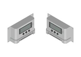 isométrica solar célula cargar controlador en blanco antecedentes. vector ilustración.