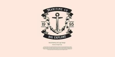 anchor, nautical, maritime logo design for graphic designer and web developer vector