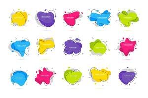 Modern liquid irregular amoeba blob shape abstract elements graphic flat style design fluid vector illustration set