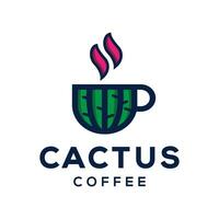 Cactus Coffee logo design template vector