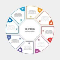 circulo infografía modelo diseño con 8 pasos, proceso flujo de trabajo diagrama vector