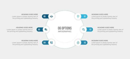 seis 6 6 opciones circulo ciclo infografía modelo diseño vector