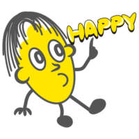 Say happy round yellow cartoon gesture png