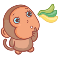 It's time to eat little monkey cartoon gesture png
