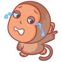 Little monkey crying cartoon gesture png