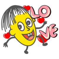 Love love round yellow cartoon gesture png