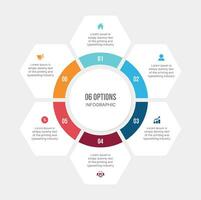 Six 6 Options Circle Cycle Infographic Template Design vector