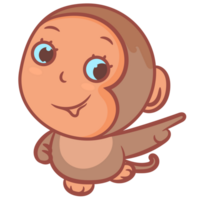 fofa pequeno macaco sorridente e apontando dedo gesto png