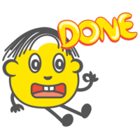 Done round yellow cartoon gesture png