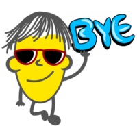 Say bye bye round yellow cartoon gesture png