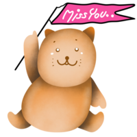 Cute cat cartoon showing miss you sign png