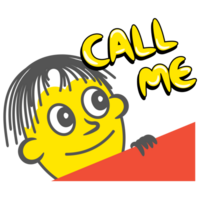 Call me round yellow cartoon gesture png