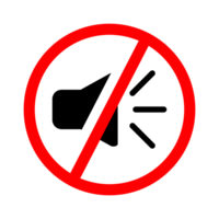 No Sound Icon, No Noise, Mute Button, Keep Your Volume Lower, Silence Icon, Speaker Icon, Megaphone Symbol, Turn Off Button With Red Cross Musical Design Elements png