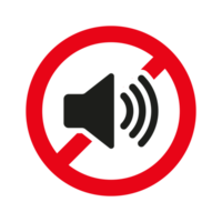 No Sound Icon, No Noise, Mute Button, Keep Your Volume Lower, Silence Icon, Speaker Icon, Megaphone Symbol, Turn Off Button With Red Cross Musical Design Elements png