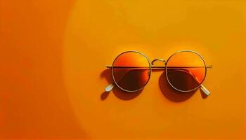 Retro old-fashioned sunglass on vibrant orange background generative ai photo