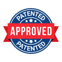 patenteado carimbo, patenteado distintivo, borracha carimbo, patente aprovado rótulo, certificado ícone, logotipo, retrô, vintage, patente aplicado ícone png