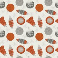 Christmas Seamless Pattern with decorative glass balls. Vector illustration in retro flat style