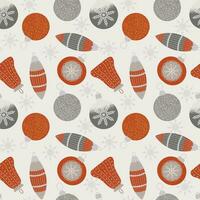 Christmas Seamless Pattern with decorative glass balls. Vector illustration in retro flat style