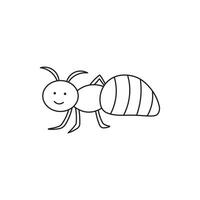 Hand drawn Kids drawing Cartoon Vector illustration ant icon Isolated on White Background