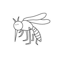 Hand drawn Kids drawing Cartoon Vector illustration mosquito icon Isolated on White Background