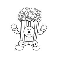 Kids drawing Cartoon Vector illustration funny popcorn clown Isolated on White Background