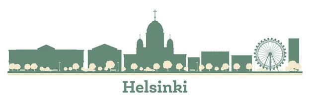 Abstract Helsinki Finland city skyline silhouette with color buildings. vector