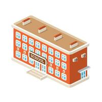 Isometric school building isolated on white background. vector