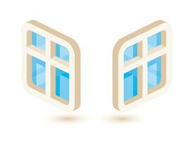 Isometric 3D windows set isolated on white background. vector