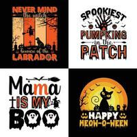 Halloween T Shirt Design Vector, Halloween Background Vector, Retro Vintage Bundle vector