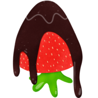 Red Strawberry with chocolate sauce png