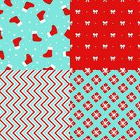 Set of cute seamless Christmas Time patterns with traditional ornaments vector