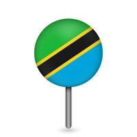 Map pointer with contry Tanzania. Tanzania flag. Vector illustration.