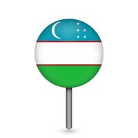 Map pointer with contry Uzbekistan. Uzbekistan flag. Vector illustration.