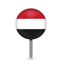 Map pointer with contry Yemen. Yemen flag. Vector illustration.