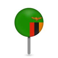 Map pointer with contry Zambia. Zambia flag. Vector illustration.