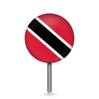 Map pointer with contry Trinidad and Tobago. Trinidad and Tobago flag. Vector illustration.