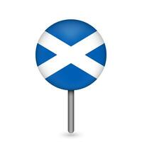 Map pointer with Scotland. Scotland flag. Vector illustration.