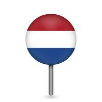 Map pointer with country Caribbean Netherlands. Caribbean Netherlands flag. Vector illustration.