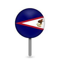 Map pointer with country American Samoa. American Samoa flag. Vector illustration.